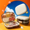 The white transparent compartmented hand-held portable medicine box is easy to open and has a moderate capacity Specification image